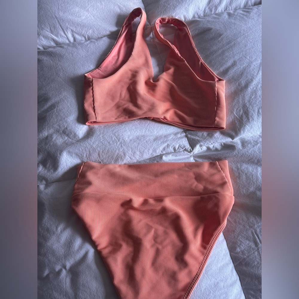 Orange Ribbed Bikini Set - Picture 2 of 2